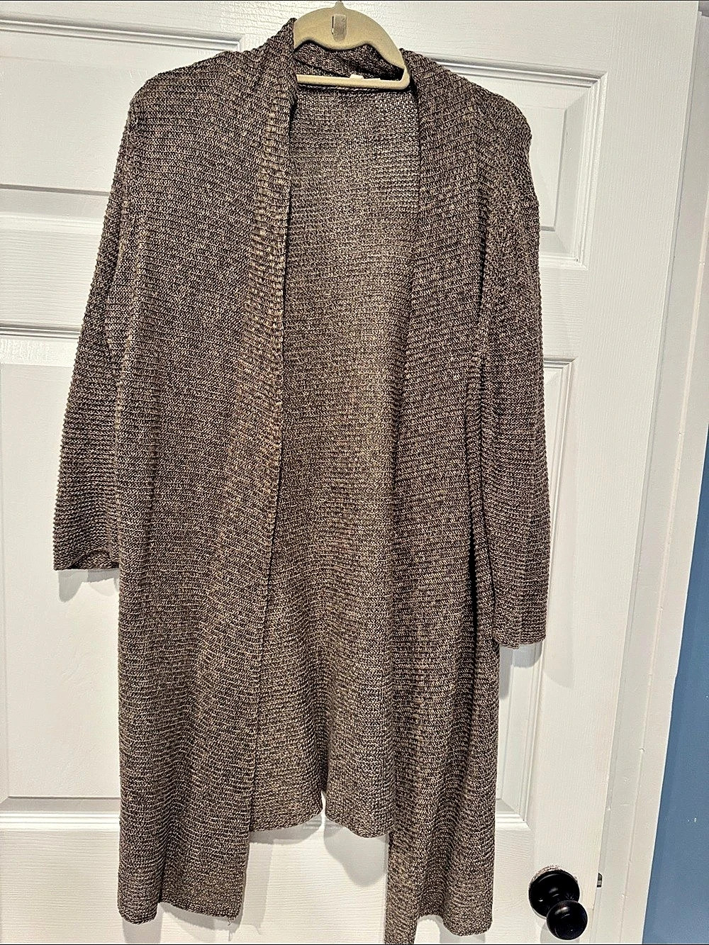Eileen Fisher Open Front Long Cardigan Brown Large